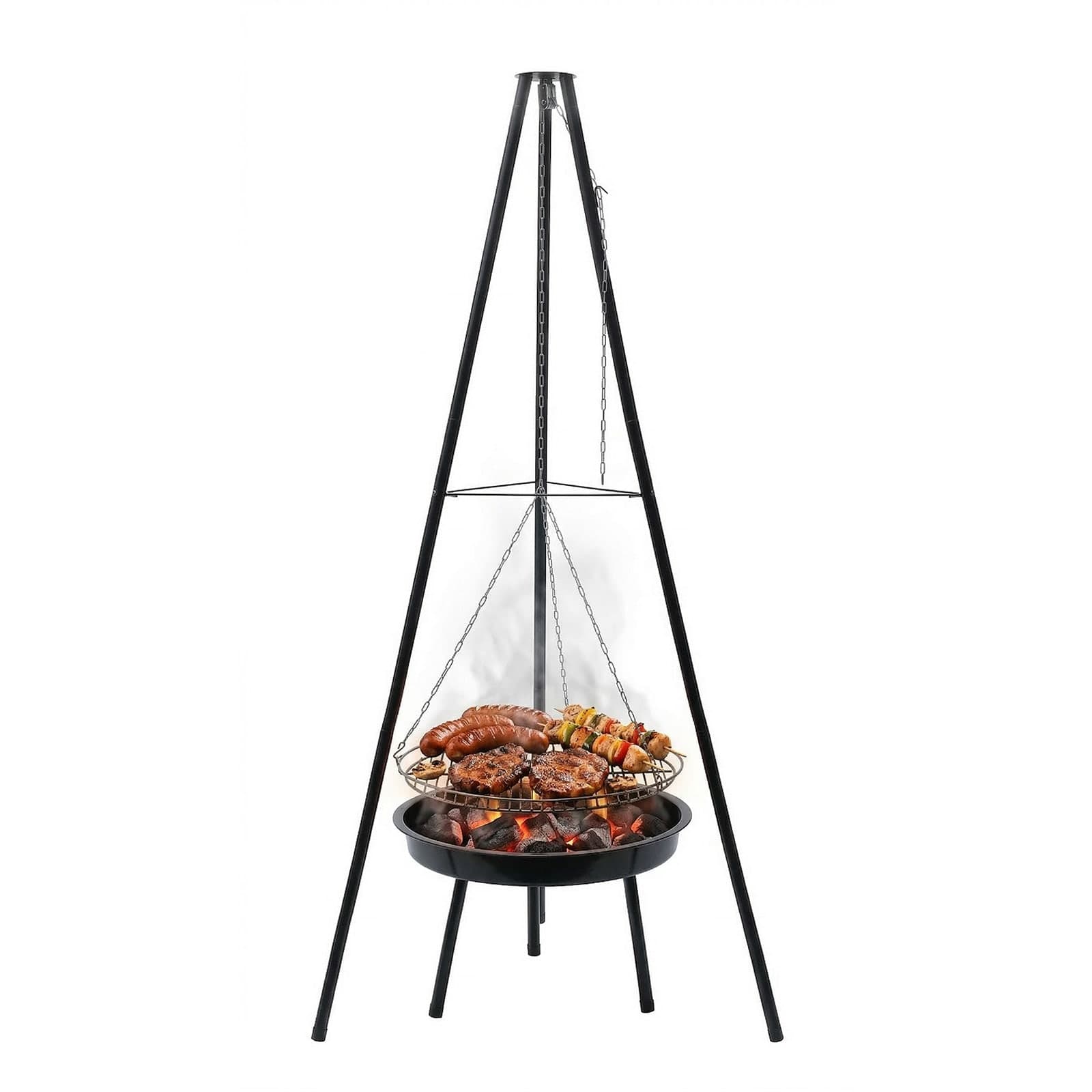 Grill węglowy Miro — wymiary 74 × 64 × 150 cm, ruszt 49 × 49 cm