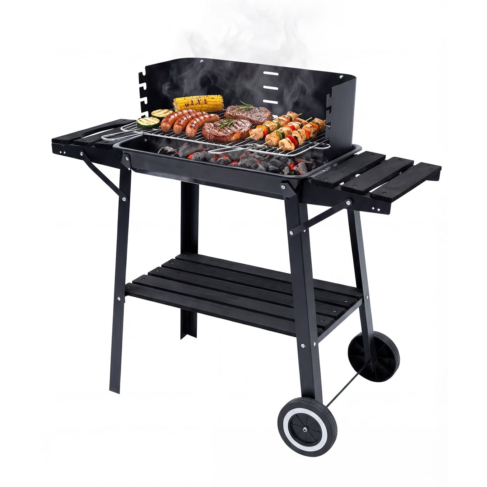 Grill węglowy Tasos — wymiary 93 × 37 × 85 cm, ruszt 53 × 33 cm