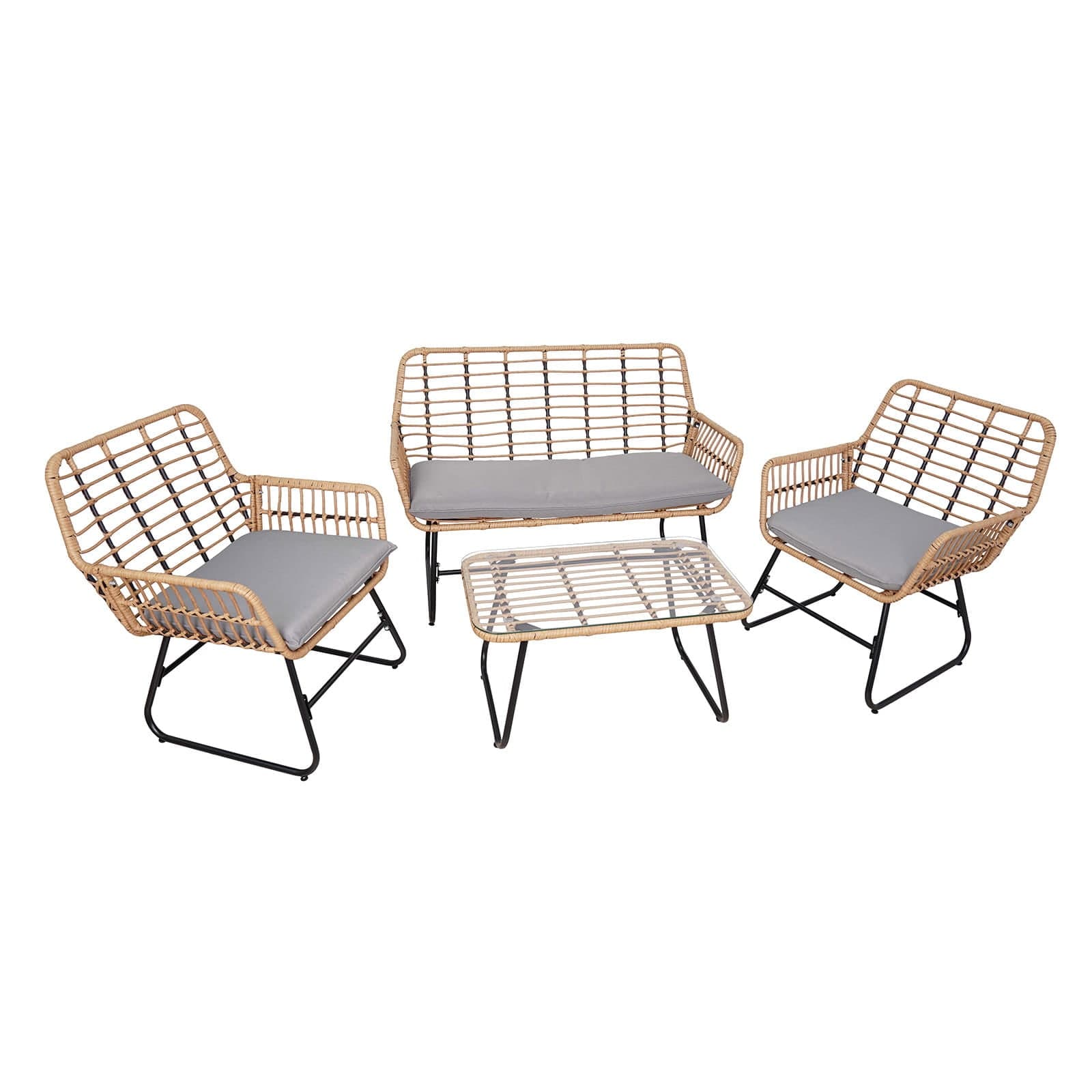 Zestaw ogrodowy Vermont szary — komplet: sofa + fotel + stolik, konstrukcja aluminiowa