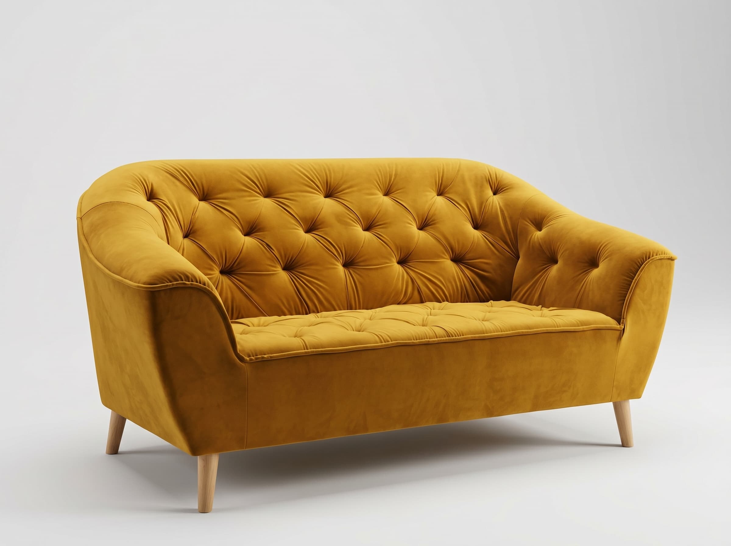 Sofa Galaxy 2-osobowa skandynawska, pikowane oparcie na drewnianych nóżkach, AG Meble