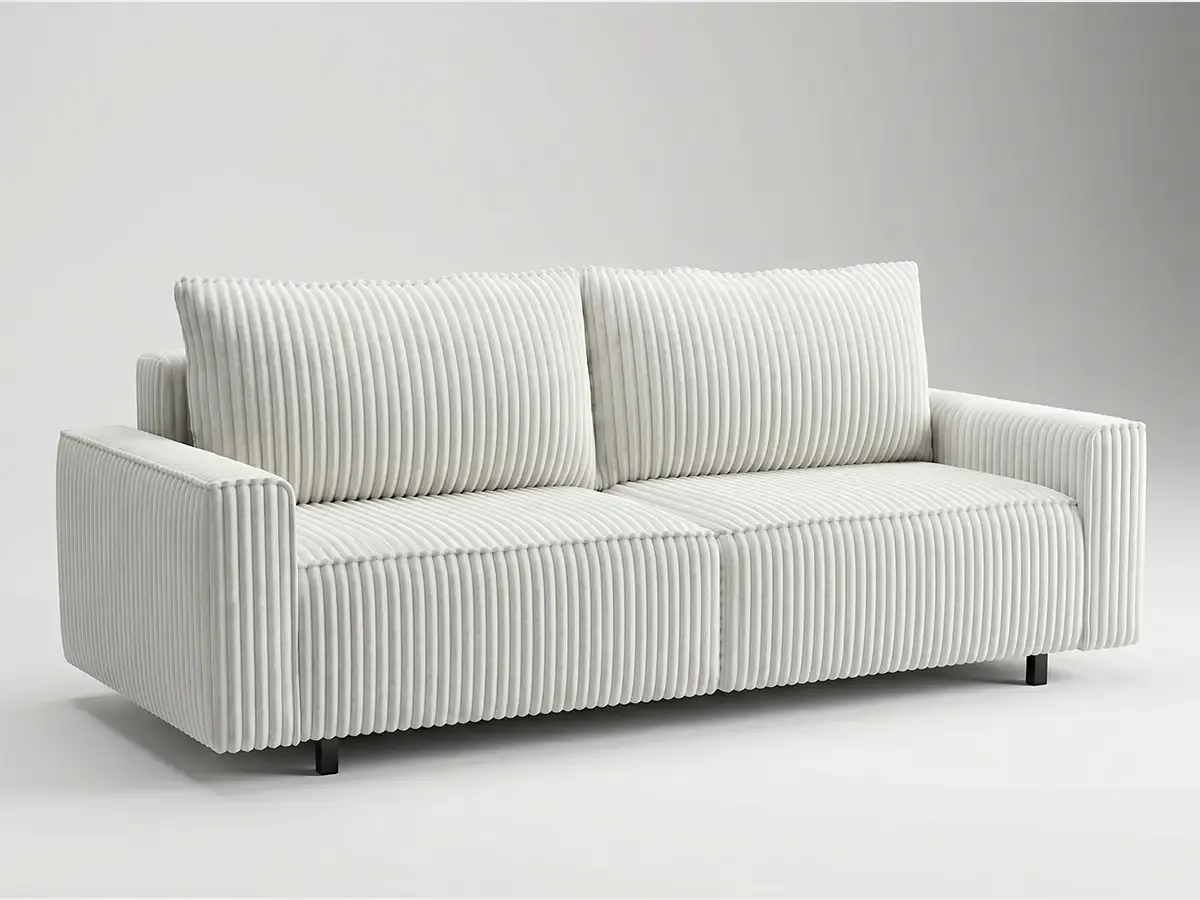 Sofa Nova 3-osobowa rozkładana drewno bukowe, salon skandynawski, AG Meble